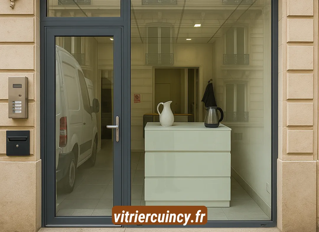 Façade vitrine de magasin en aluminium sur mesure à Cuincy